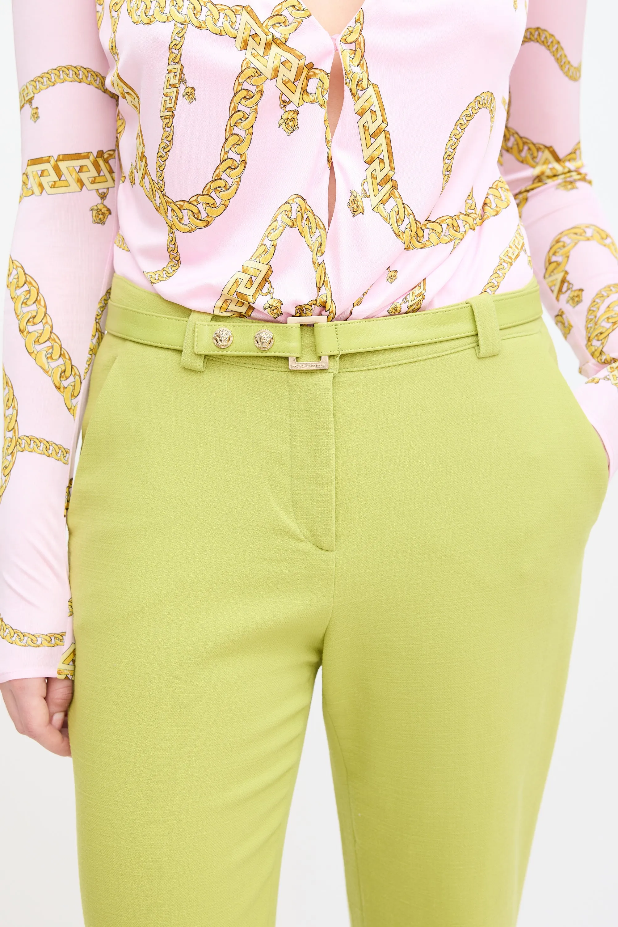 Vintage Green Wool Belted Trouser