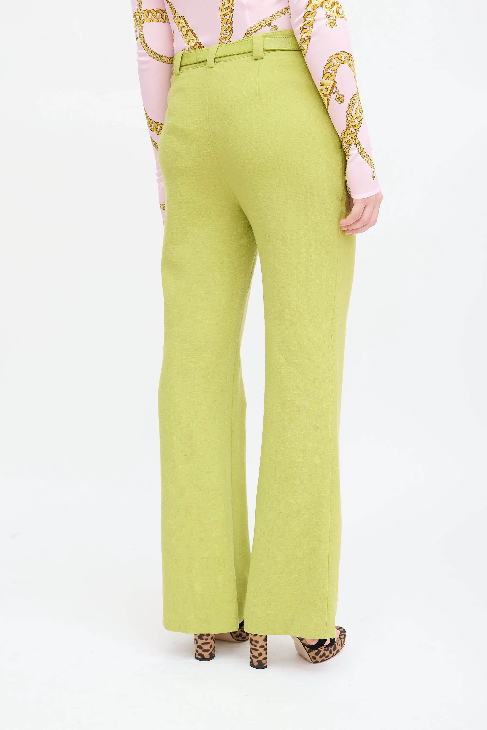 Vintage Green Wool Belted Trouser