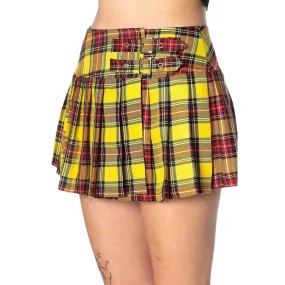 Yellow Tartan Womens Mini Skirt