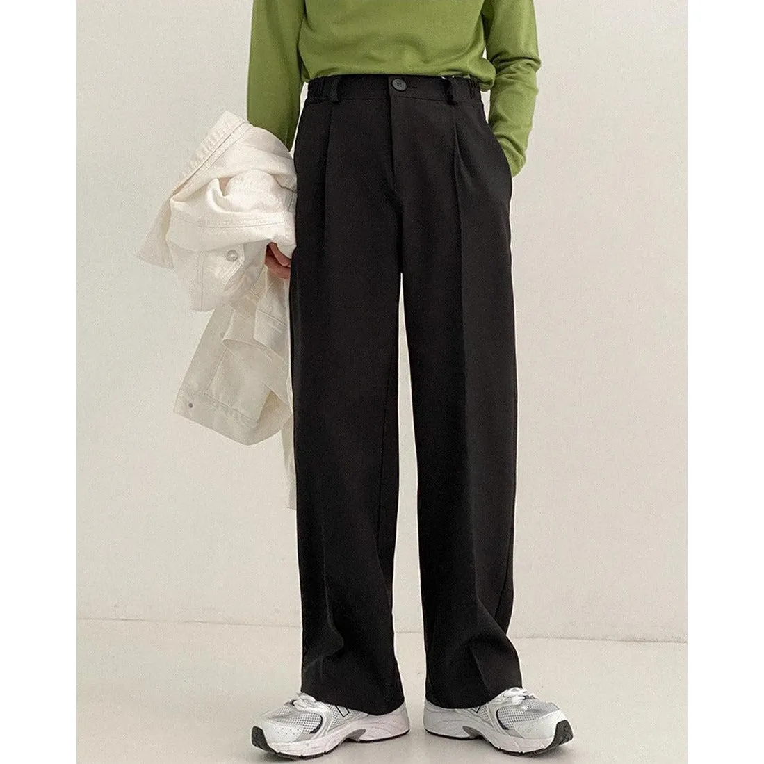 Zhou Casual Pleated Bootcut Trousers