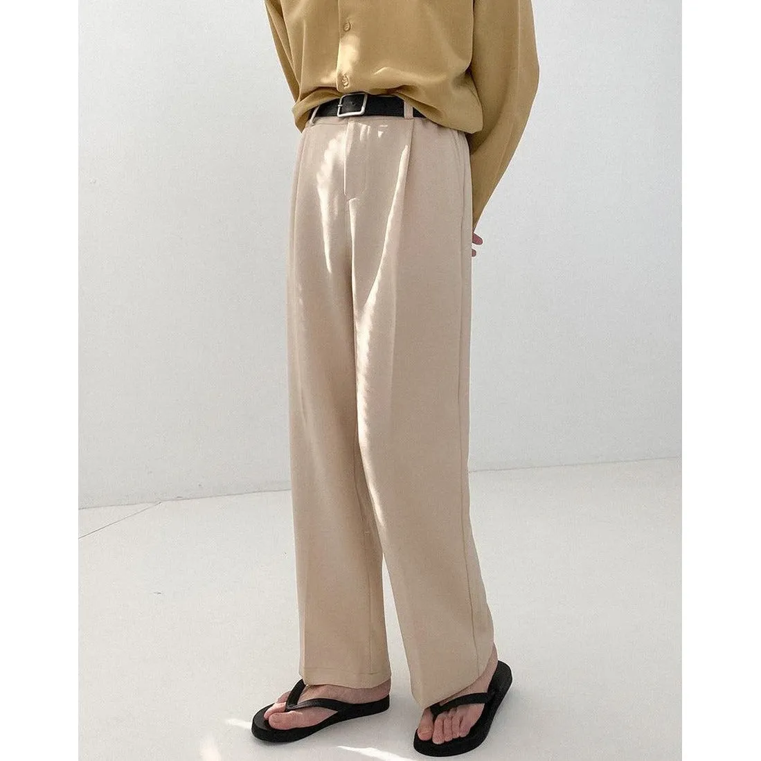Zhou Casual Pleated Bootcut Trousers