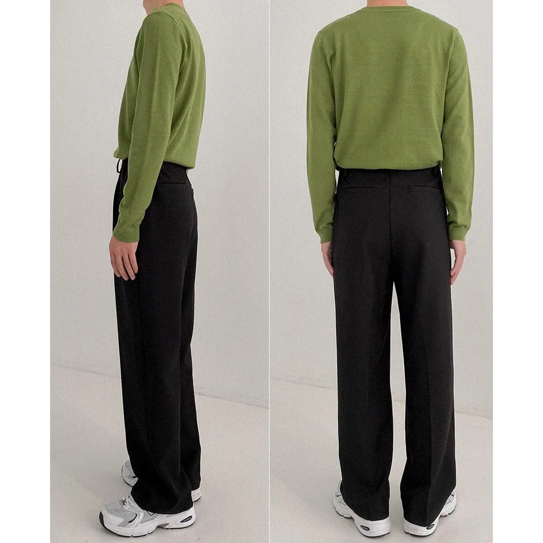Zhou Casual Pleated Bootcut Trousers